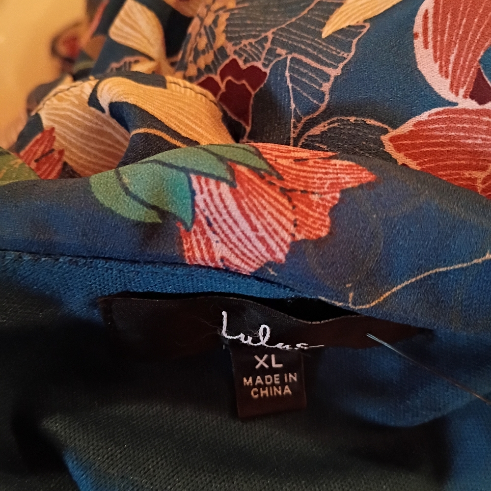 NWT Lulu's Floral Of Shoulder Chiffon Wrap Dress - Picture 7 of 11